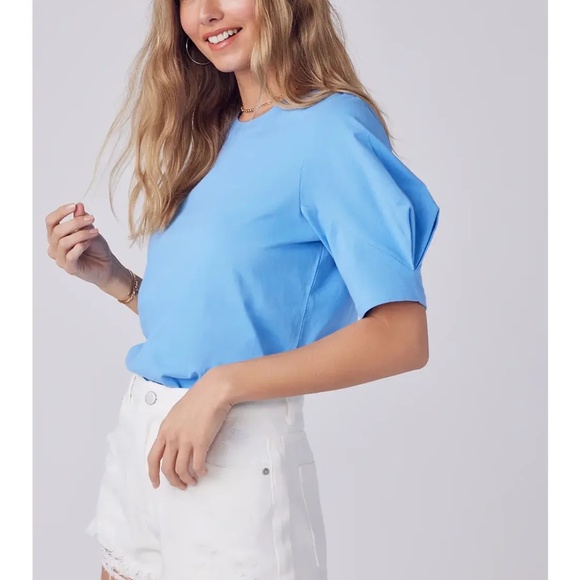 French Blue Puff Sleeves Tee - Picture 4 of 6